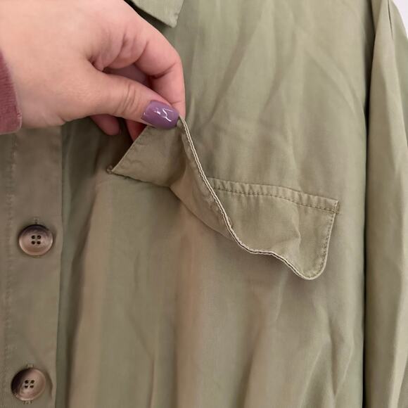 Zara Women's Light Green Long Sleeve Button Front‎ Tie Waist Shirt Dress Size S - Picture 6 of 10